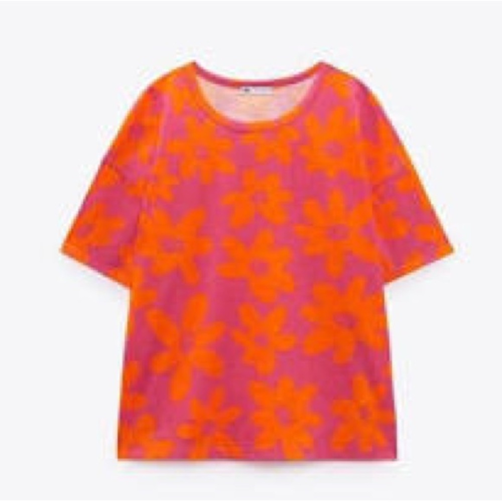 ZARA pink and orange floral tshirt